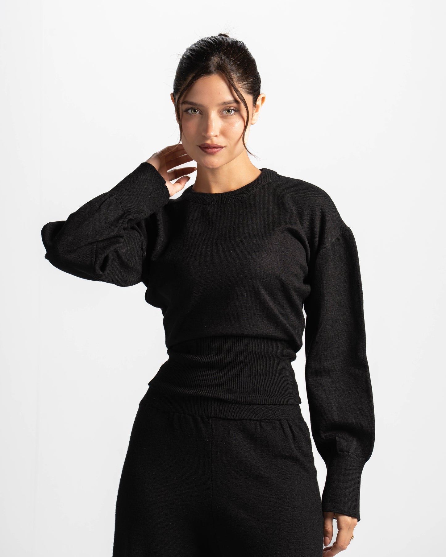 The sculpting knit top-black