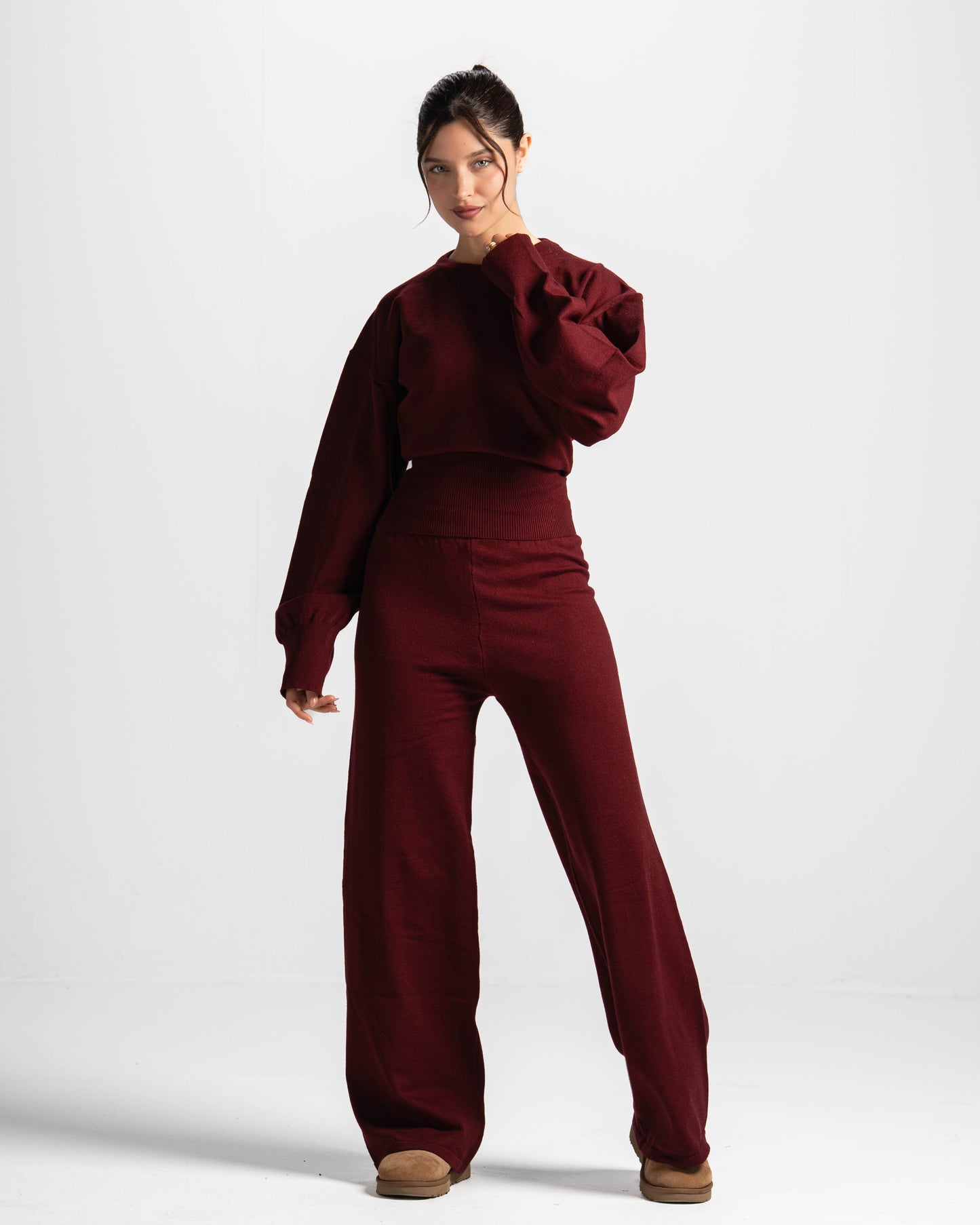 The sculpting knit set-burgundy