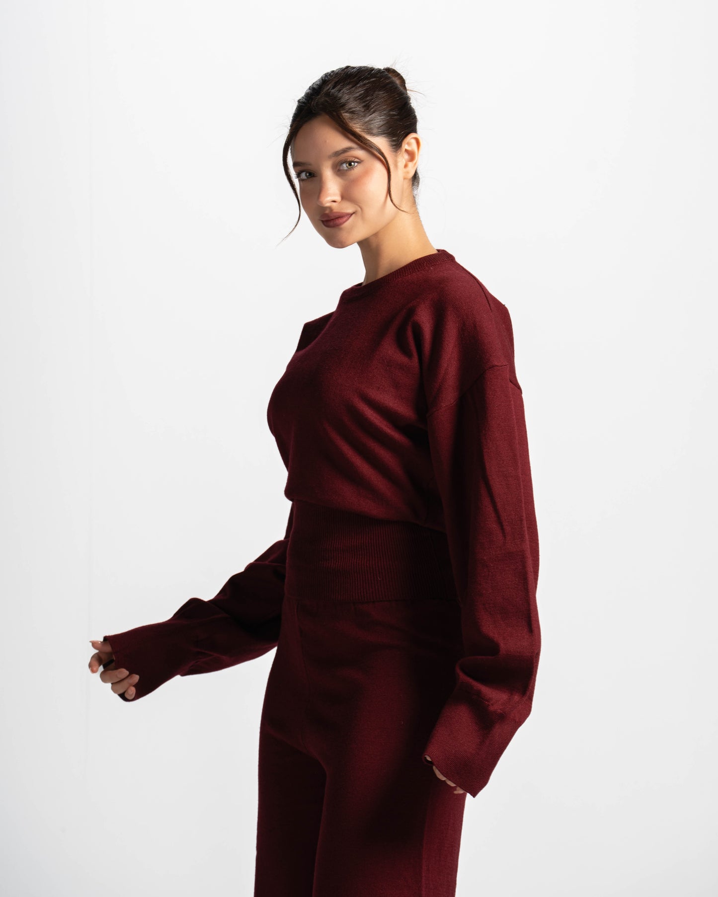 The sculpting knit set-burgundy