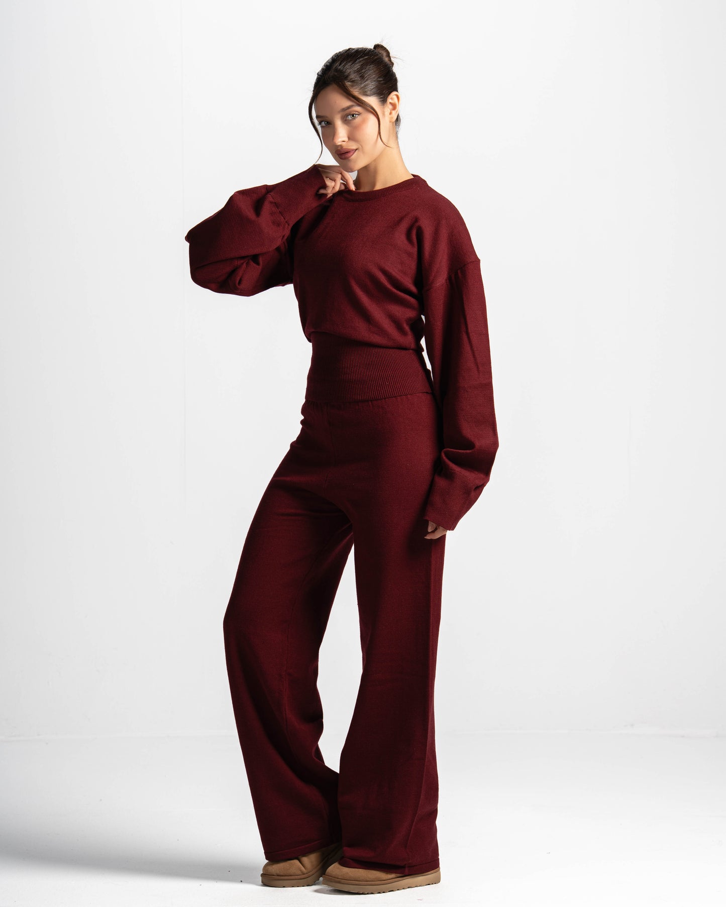 The sculpting knit set-burgundy