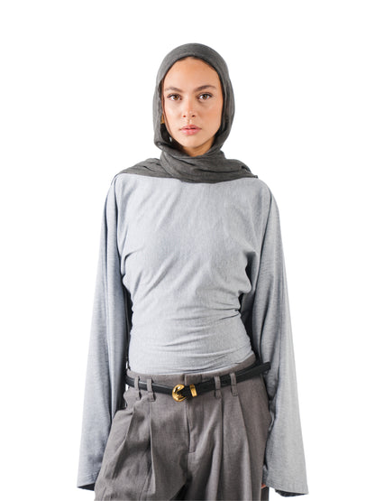 Long sleeve fitted tee-grey