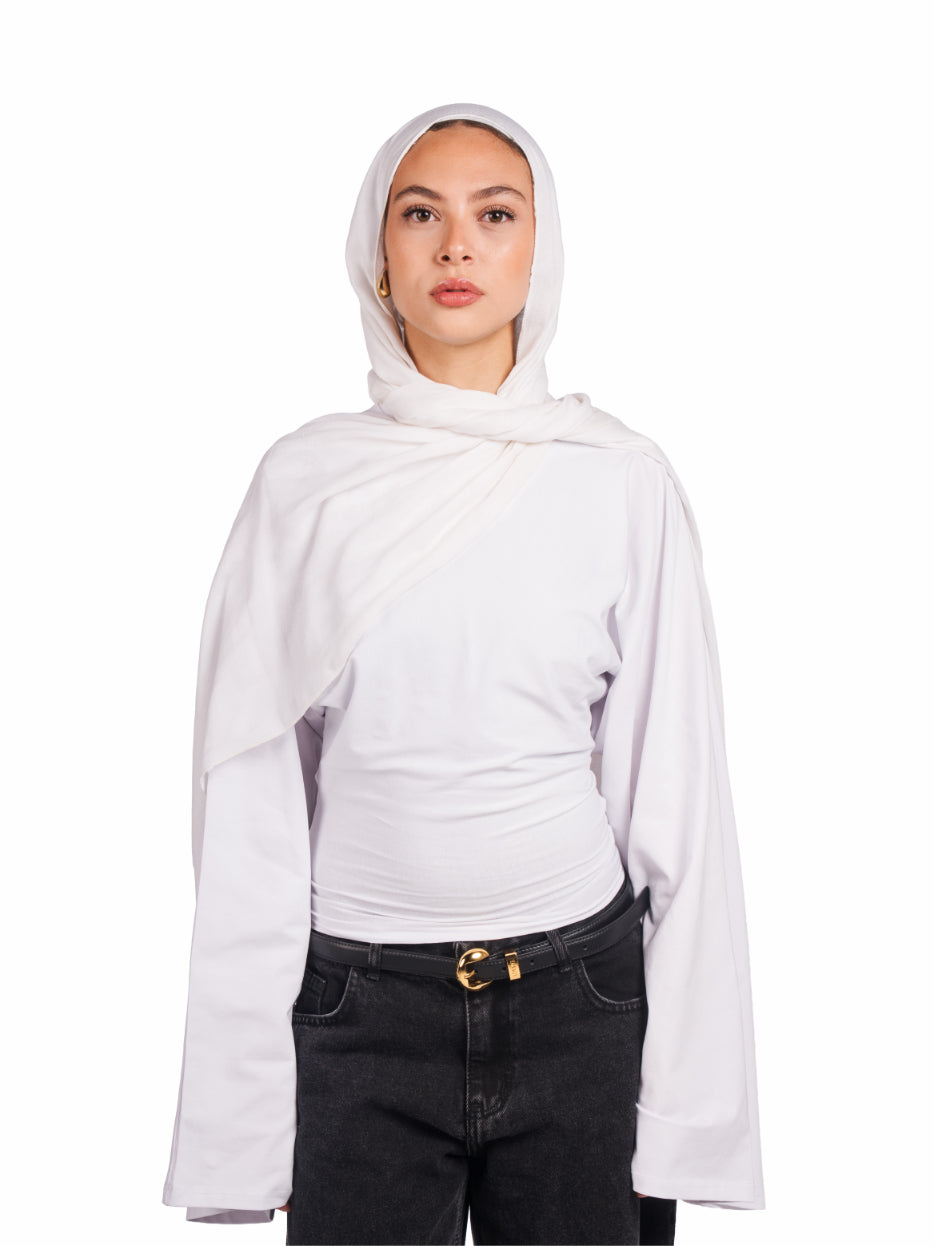Long sleeve fitted tee-white