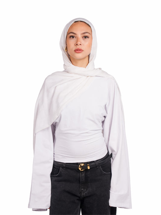 Long sleeve fitted tee-white
