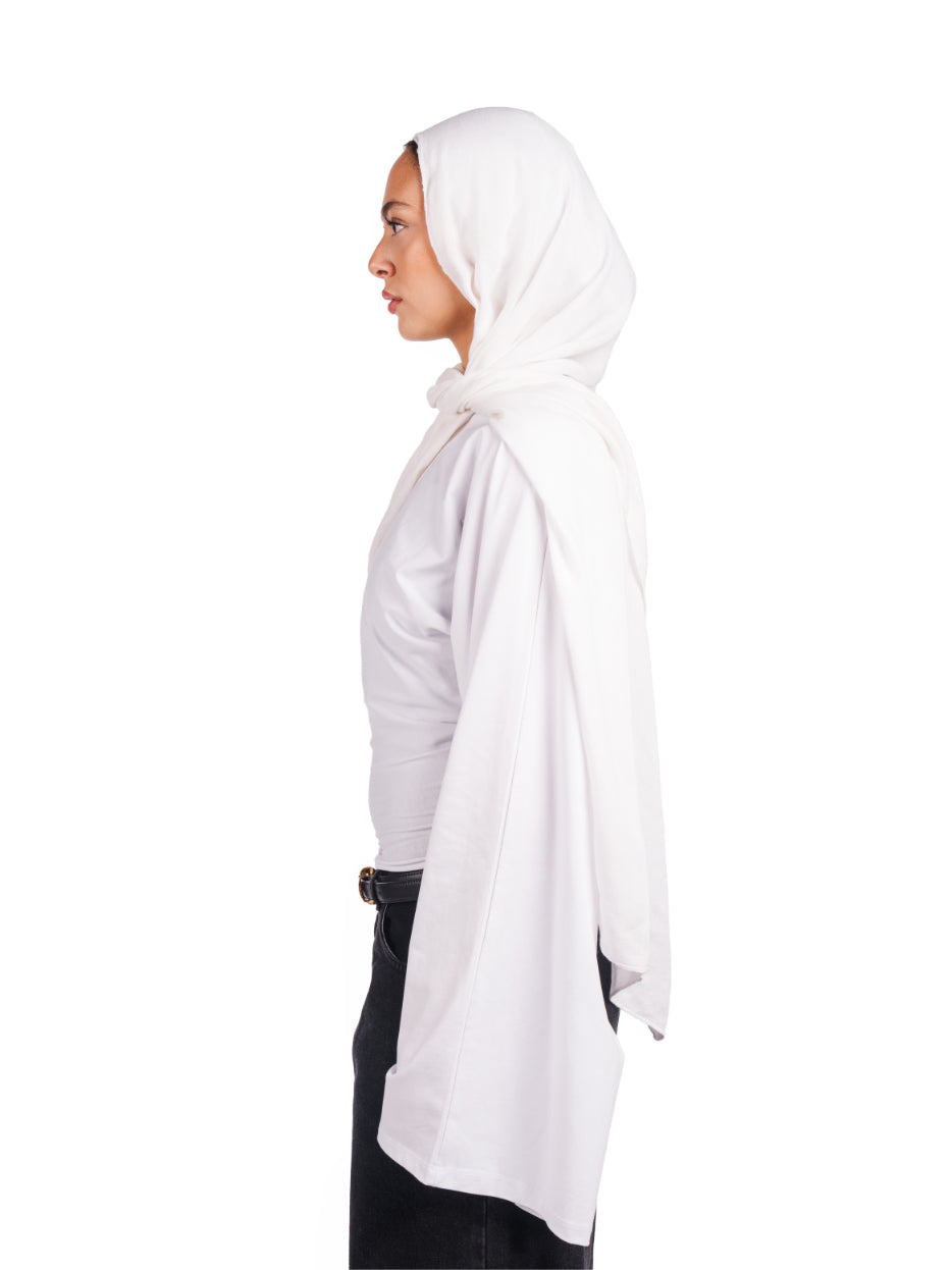 Long sleeve fitted tee-white