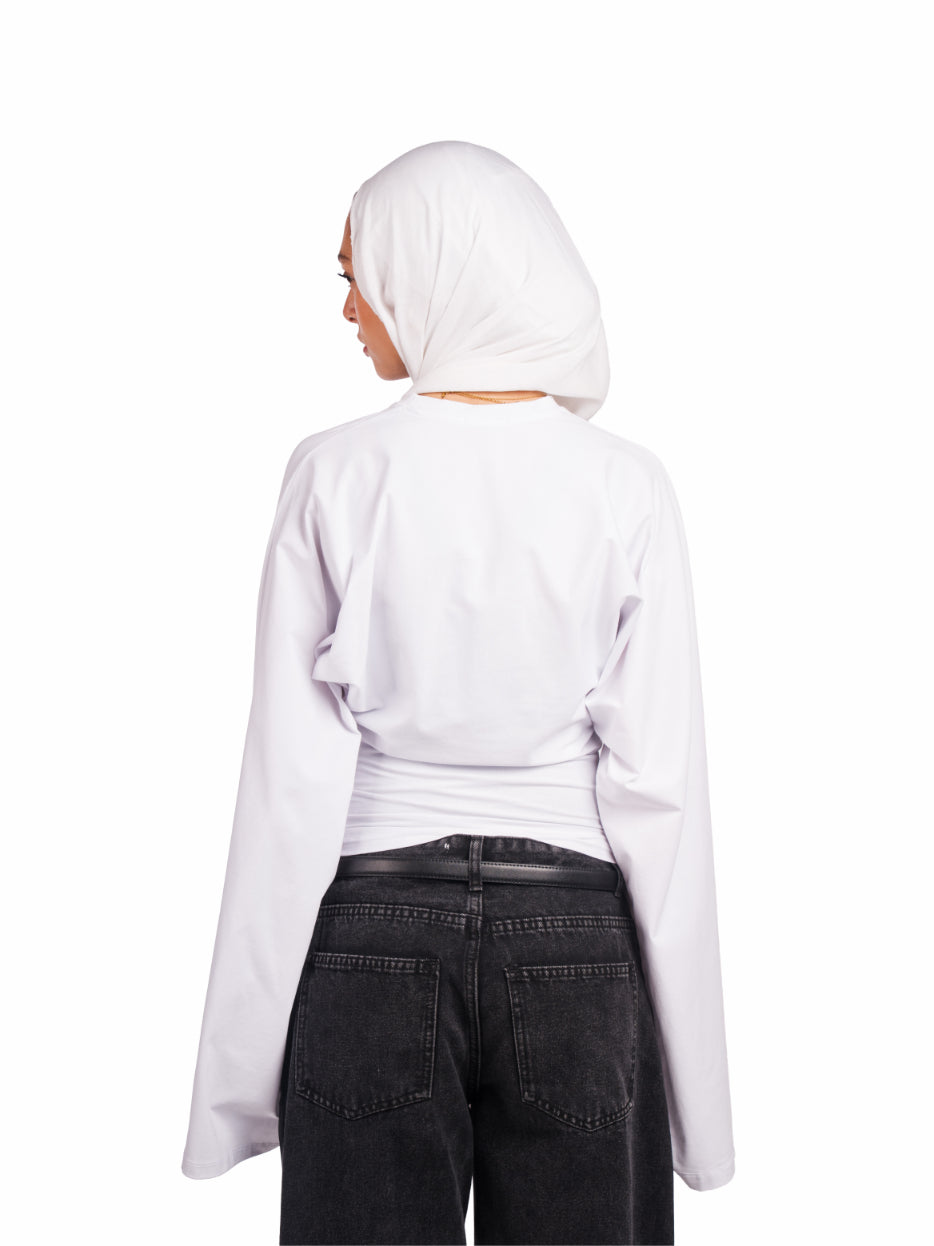 Long sleeve fitted tee-white