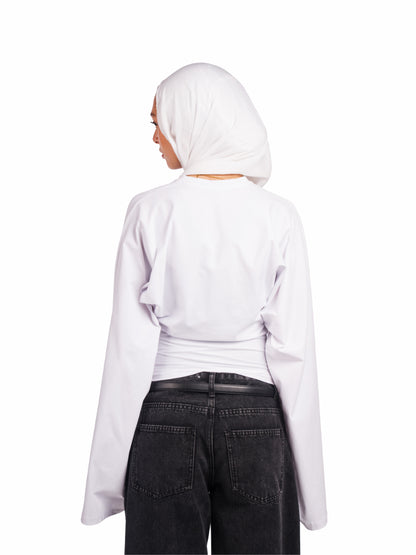 Long sleeve fitted tee-white