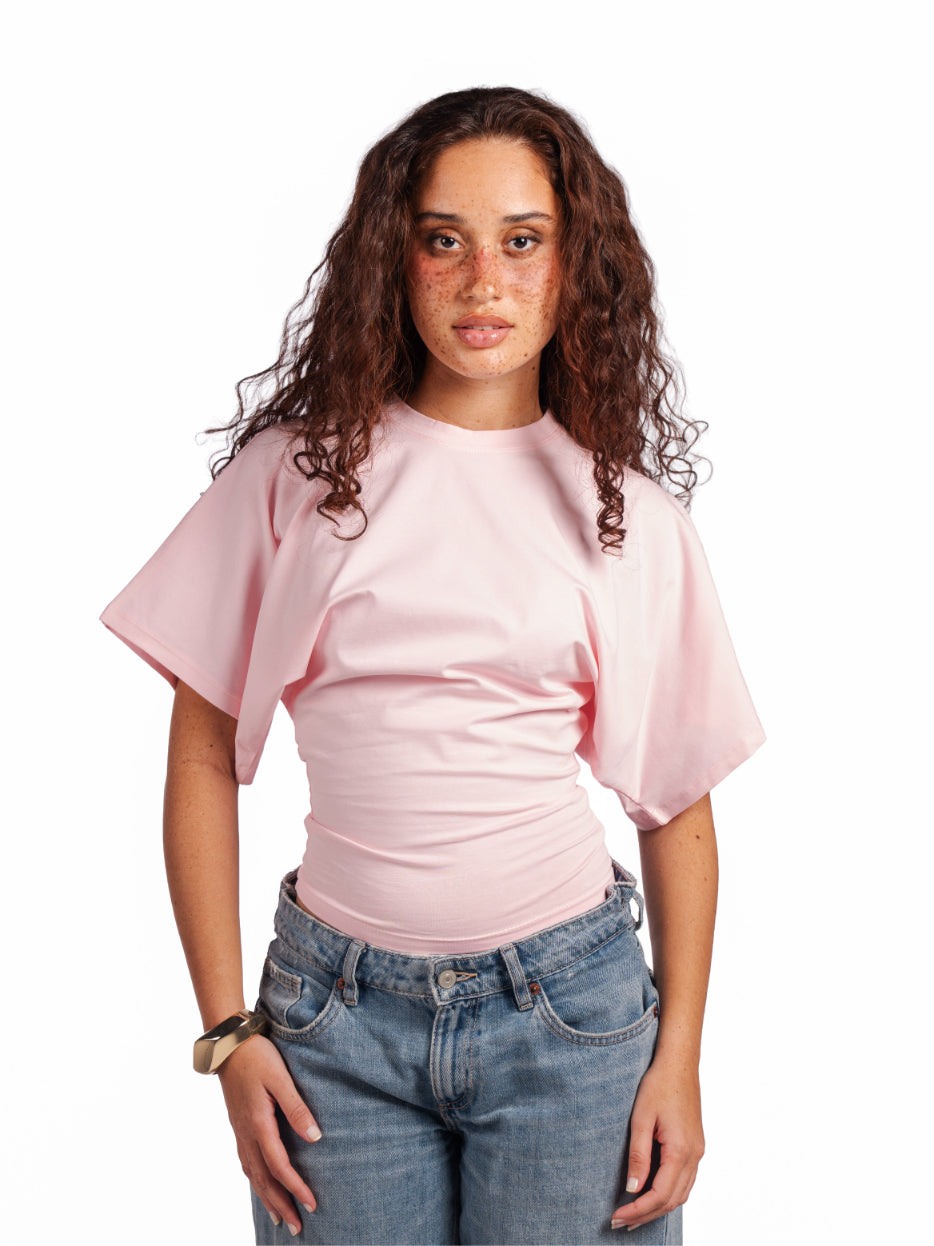 Fitted waist tee-baby pink
