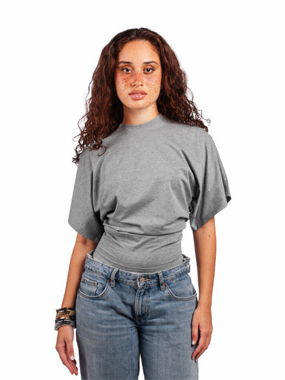Fitted waist tee-Grey