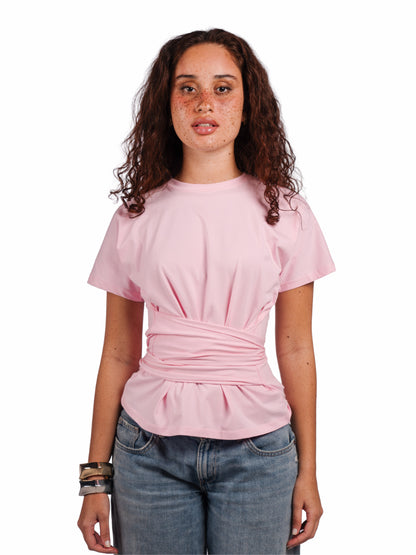 Belt wrap tee-baby pink
