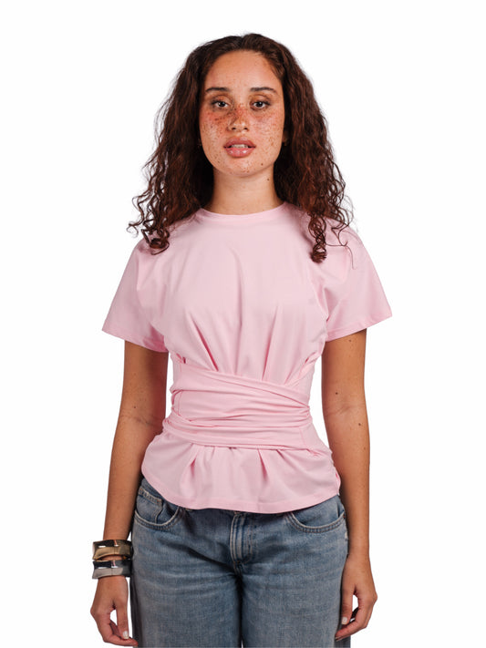 Belt wrap tee-baby pink