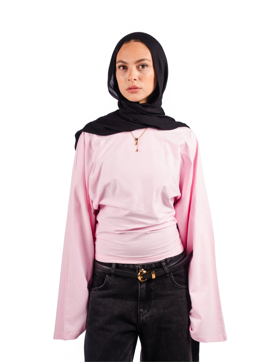 Long sleeve fitted tee-baby pink