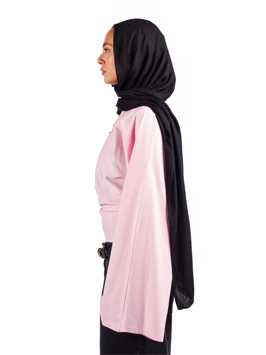 Long sleeve fitted tee-baby pink