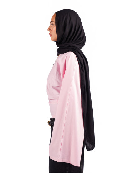 Long sleeve fitted tee-baby pink