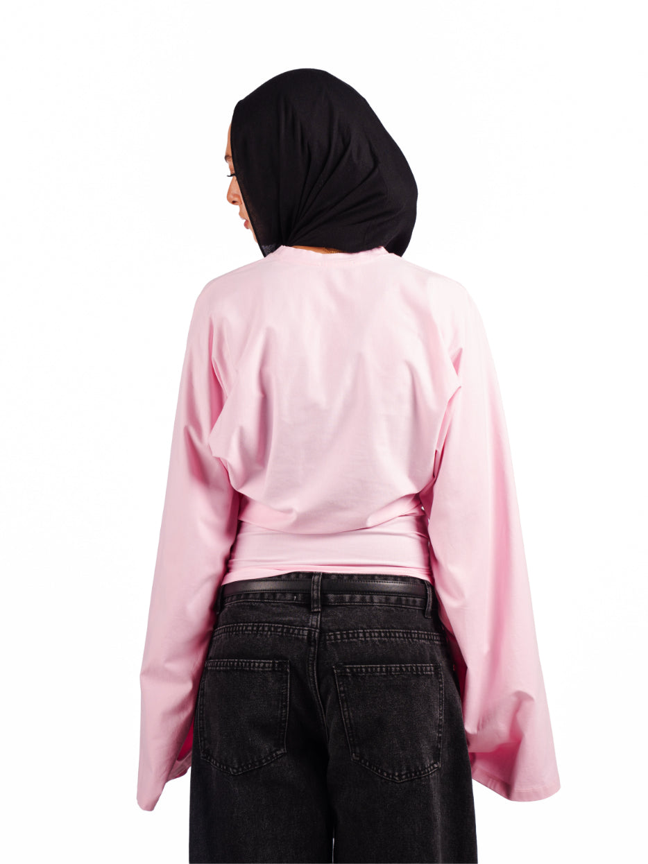 Long sleeve fitted tee-baby pink