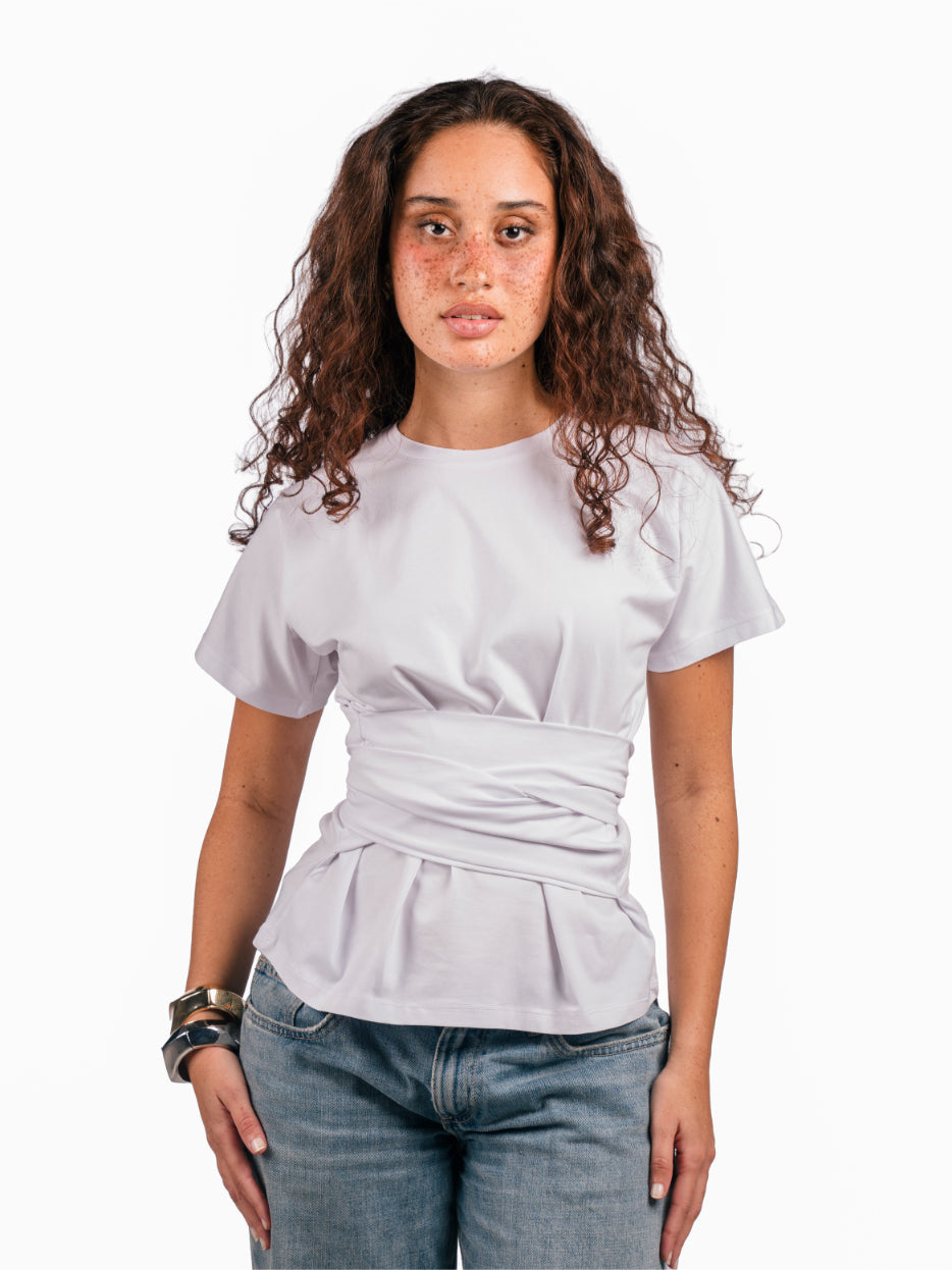 Belt wrap tee-white