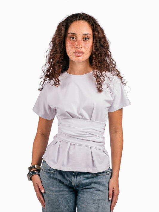 Belt wrap tee-white