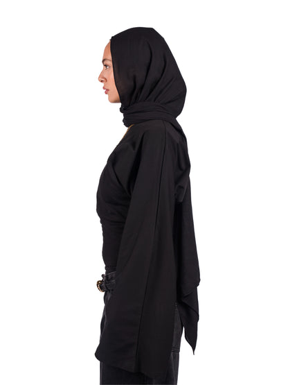 Long sleeve fitted tee-black