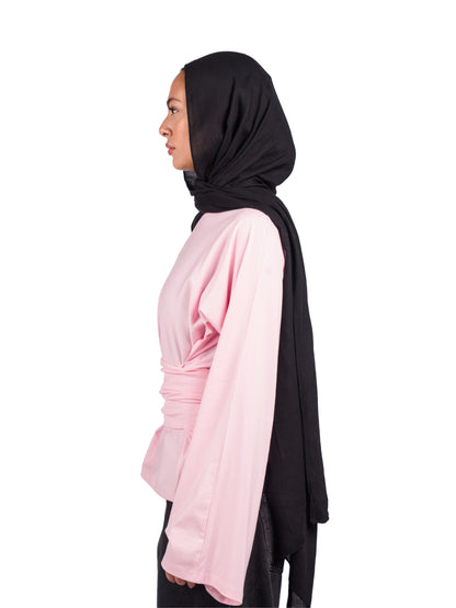 Long sleeve belt wrap tee-baby pink