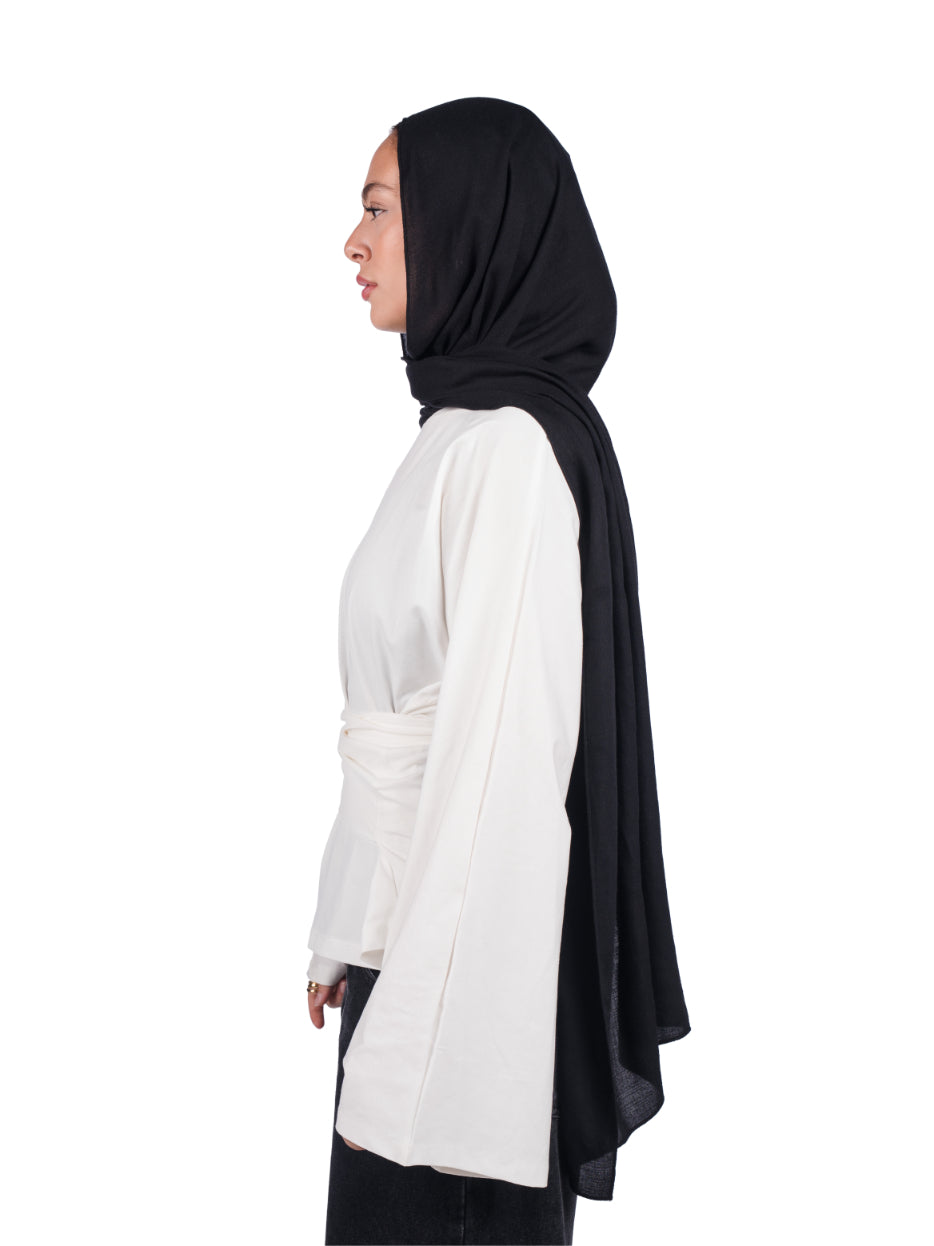 Long sleeve belt wrap tee-white