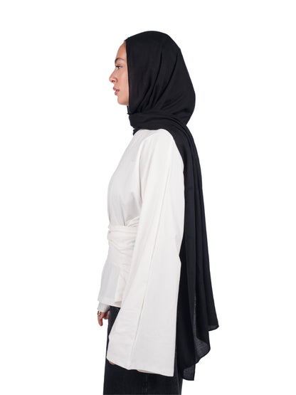 Long sleeve belt wrap tee-white