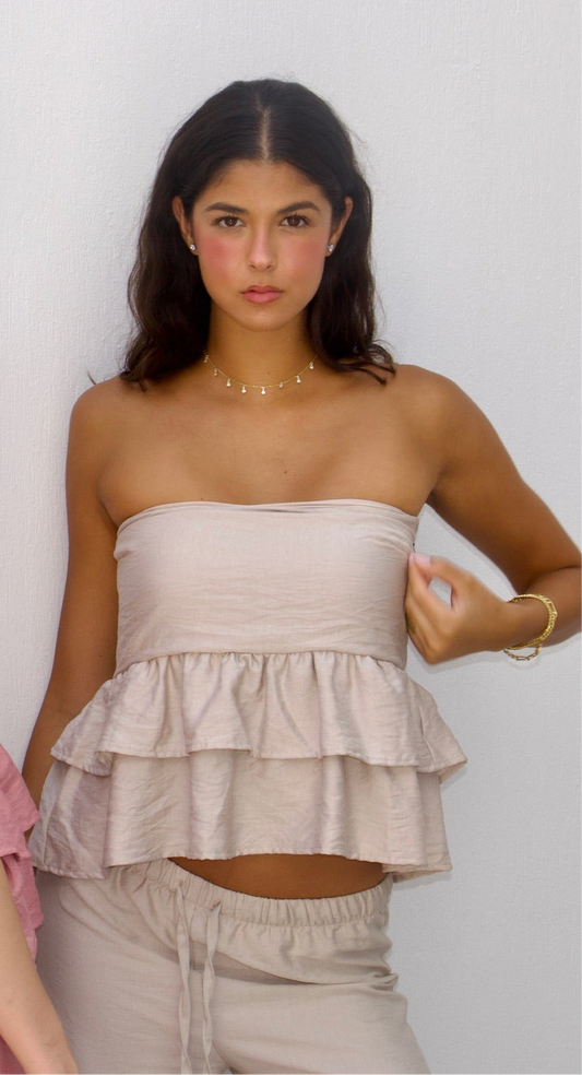 Ruffled top-beige